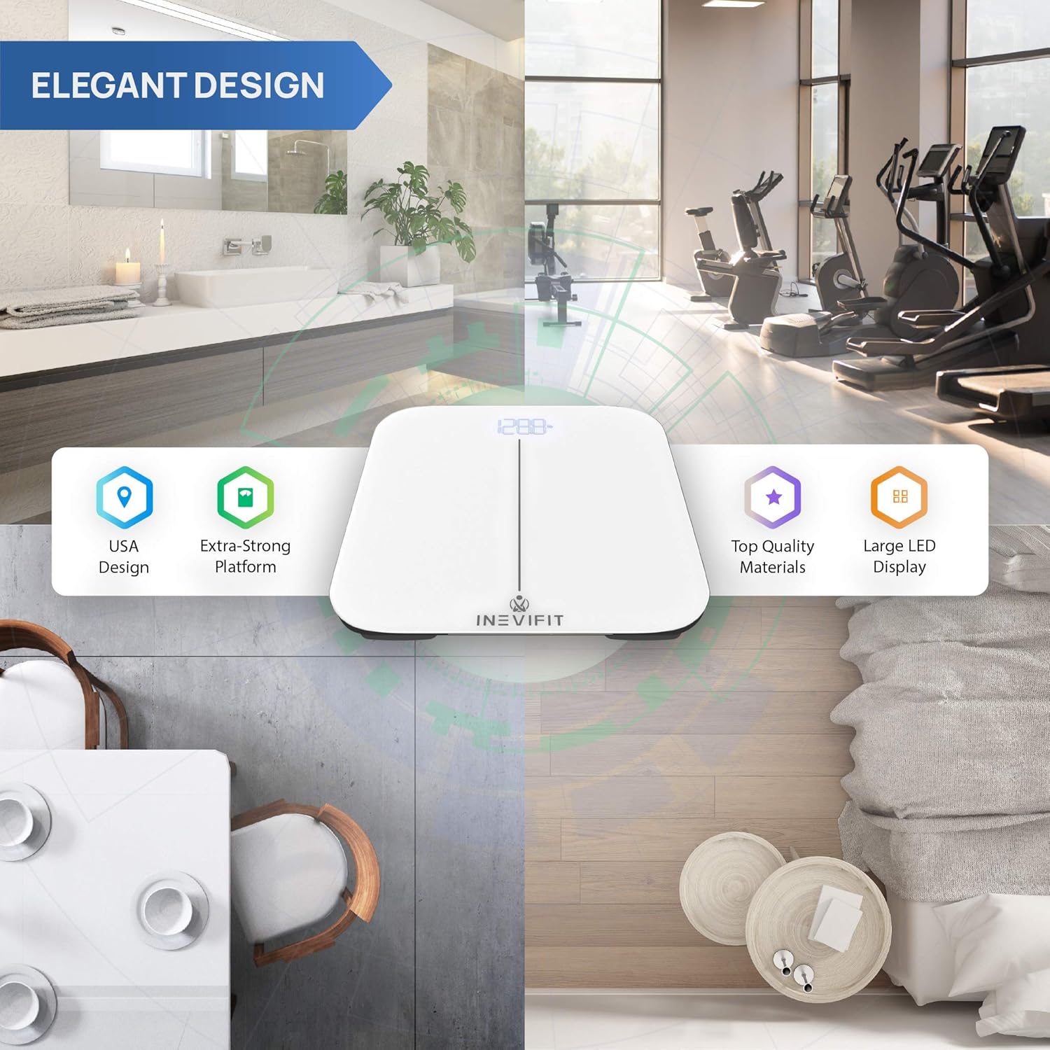 INEVIFIT Smart Premium Bathroom Scale, Highly Accurate Bluetooth Digital Bathroom Body Weight Scale